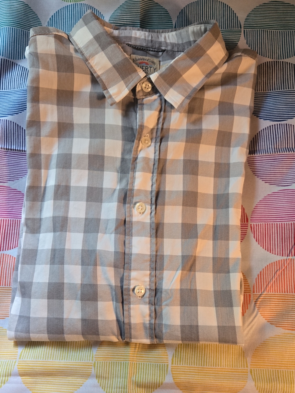 Men's FAHERTY Buttondown Sz L Gray Check (Not Flannel)